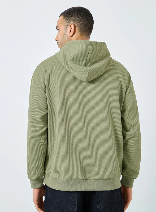 Styli Styli Olive Textured Knit Oversized Hoodie