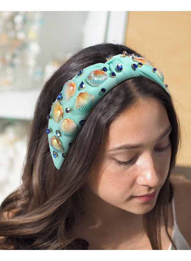 MOLOCH Ocean Headband For Women Seashell Whale Knotted Headband Jeweled Crystal Top Knot Headband Summer Beach Wedding Party Hair Accessories Gifts - Image 3