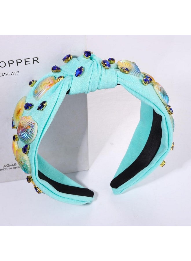 MOLOCH Ocean Headband For Women Seashell Whale Knotted Headband Jeweled Crystal Top Knot Headband Summer Beach Wedding Party Hair Accessories Gifts - Image 5