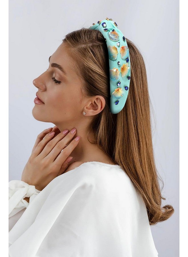 MOLOCH Ocean Headband For Women Seashell Whale Knotted Headband Jeweled Crystal Top Knot Headband Summer Beach Wedding Party Hair Accessories Gifts - Image 2