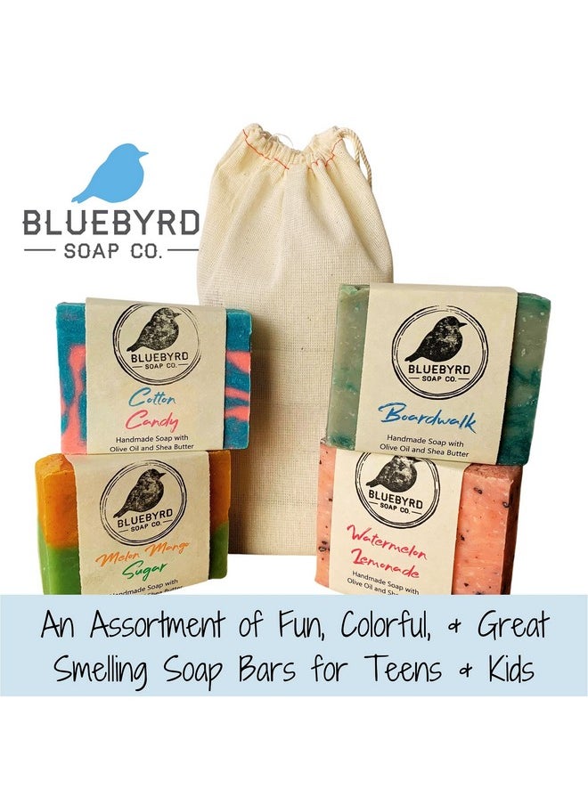 BLUEBYRD SOAP CO. Natural Kids Soap Bars Variety Pack Of 4 Childrens Body Wash Bar Soap Assorted Set Gift For Teens & Kids Colorful Organic Soap Gift Set For Kids Usa Made Natural (Pack 1)  - Image 5