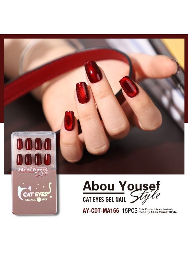 Abou Yousef Style Cat Eyes Gel nail 15PCS with double face - Image 1