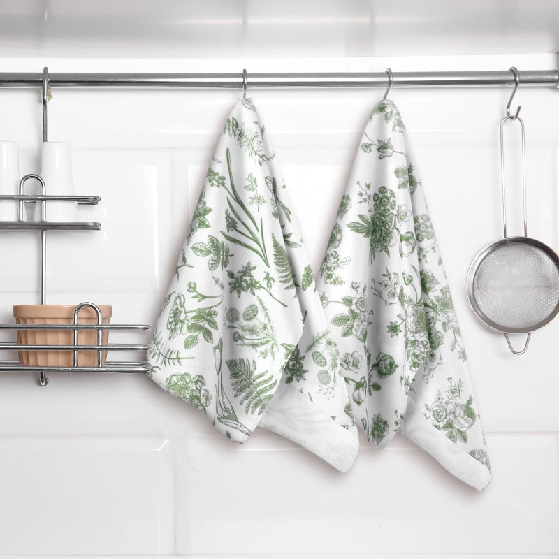 Boyiee 6 Sets Sage Green Kitchen Towels Set Vintage Floral Dish Tea Towels Absorbent Wildflower Dishtowels 24"x16" Forest Hand Wash Cloth for Farmhouse Kitchen Bathroom Housewarming Gift - Image 3