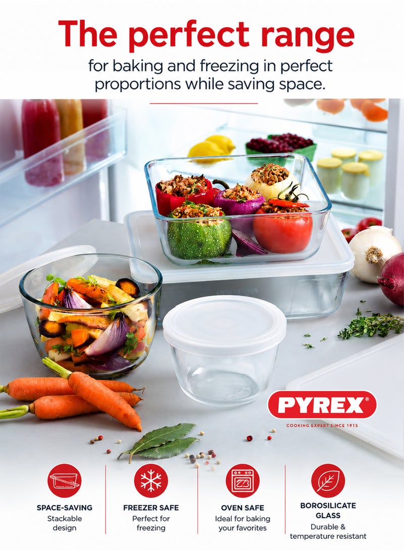 Pyrex Cook & Freeze Clear Glass Rectangular Bowl with Plastic Lid - 1.5 Liter - Image 3