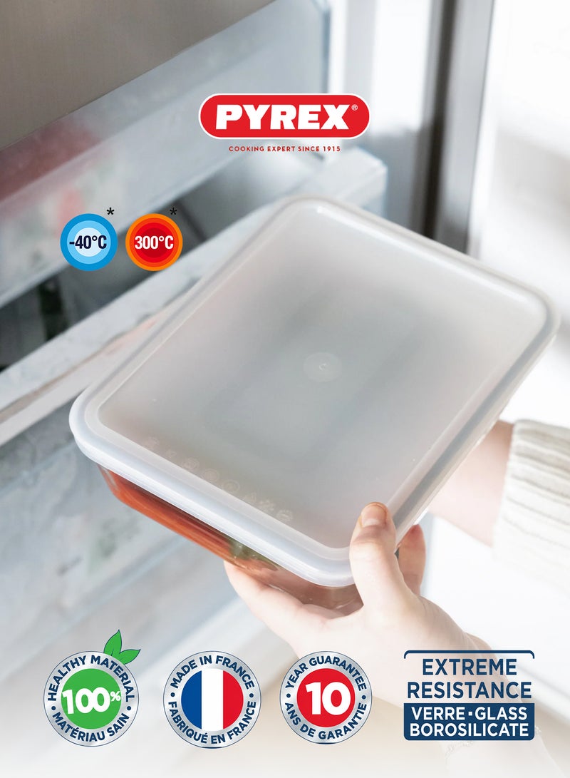 Pyrex Cook & Freeze Clear Glass Rectangular Bowl with Plastic Lid - 1.5 Liter - Image 4