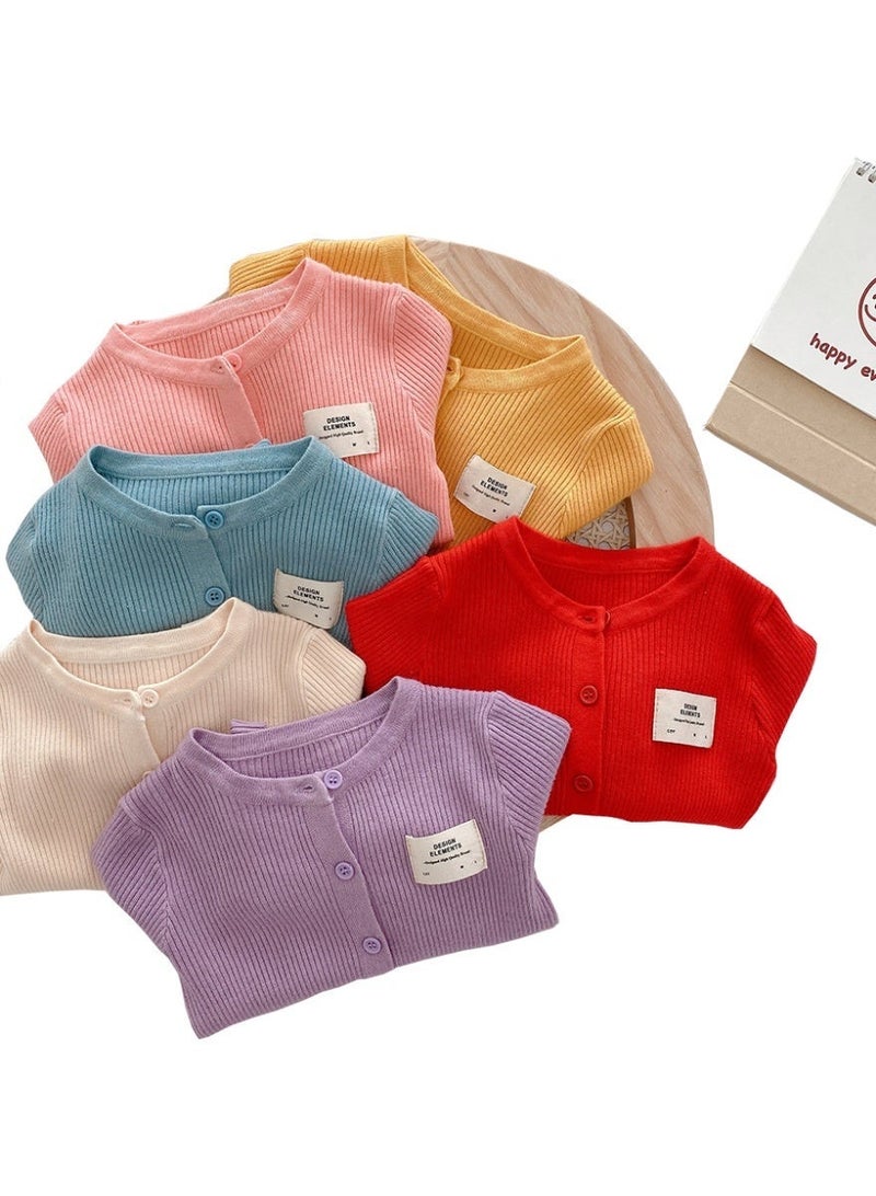 ويني بي سترة كارديجان للبنات، أزرار سفلية محبوكة مفتوحة من الأمام للأطفال الصغار (1-7 سنوات)، كارديجان محبوك مضلع بلون الحلوى - Image 5