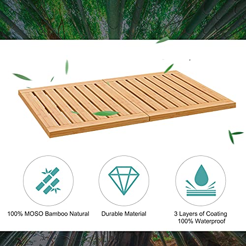 viewcare Waterproof Bamboo Bath Mat for Shower, Foldable | Non-Slip | Heavy Duty, Wooden Bath Mat, Floor Mat and Doormat for Indoor Outdoor, 23.4in x 15.6in - Image 4
