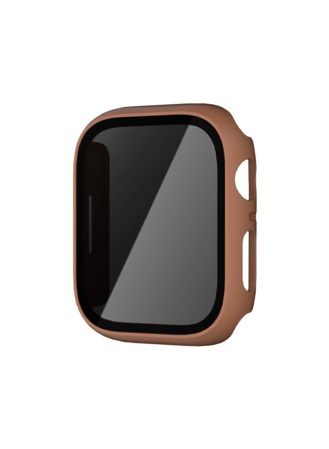 Suitable For Apple For Iphone876 Watch Anti-peep Case IWatch4541mm Tempered Case Film Integrated Protective Case-Color:Official Brown-Exterior Dimension:44mm
