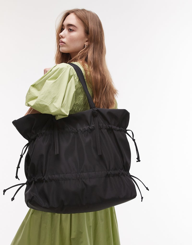 TOPSHOP Tino Nylon Ruched Tote  - Image 1