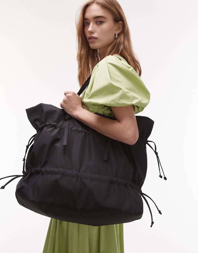 TOPSHOP Tino Nylon Ruched Tote  - Image 2