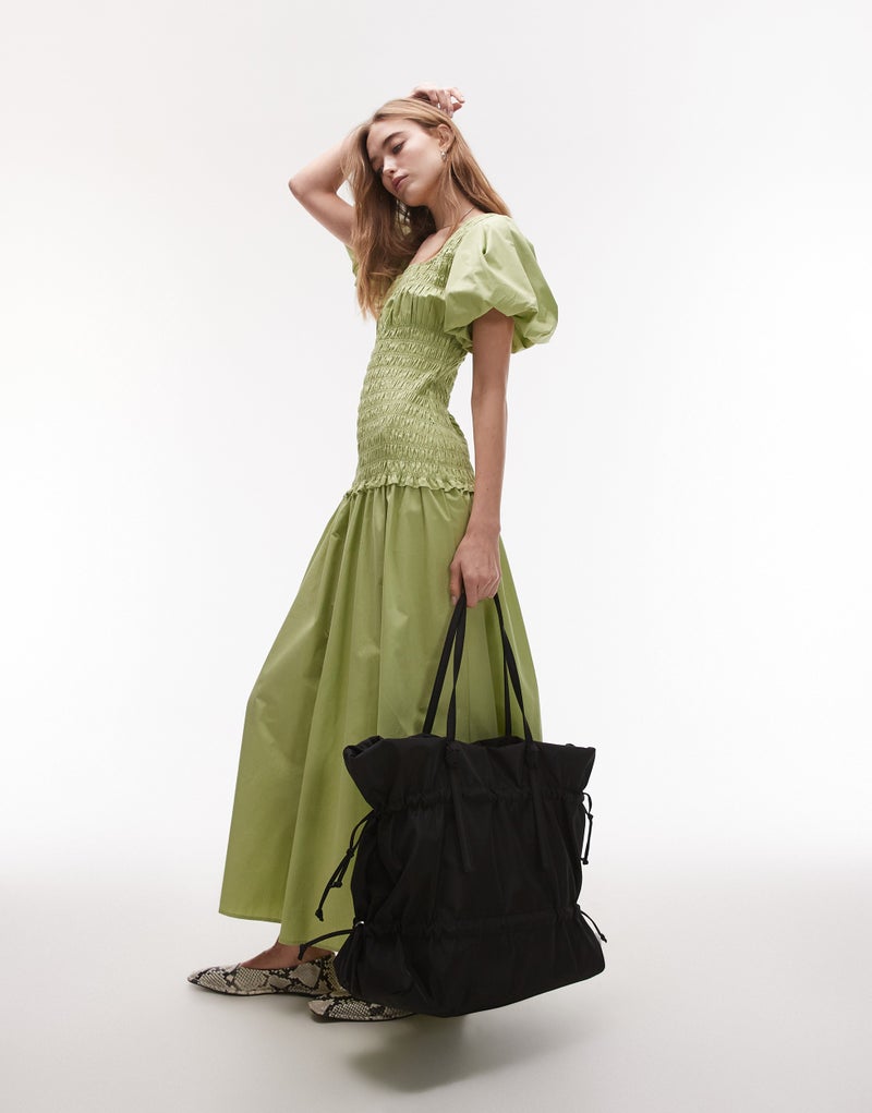 TOPSHOP Tino Nylon Ruched Tote  - Image 4