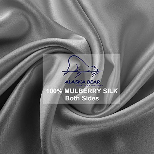 ALASKA BEAR Silk Pillowcase Men Women Beauty Anti Face Wrinkle Pillow Slip Case Real Mulberry Silk Queen Size with Zipper Closure (1pc, Iron Grey) - Image 4