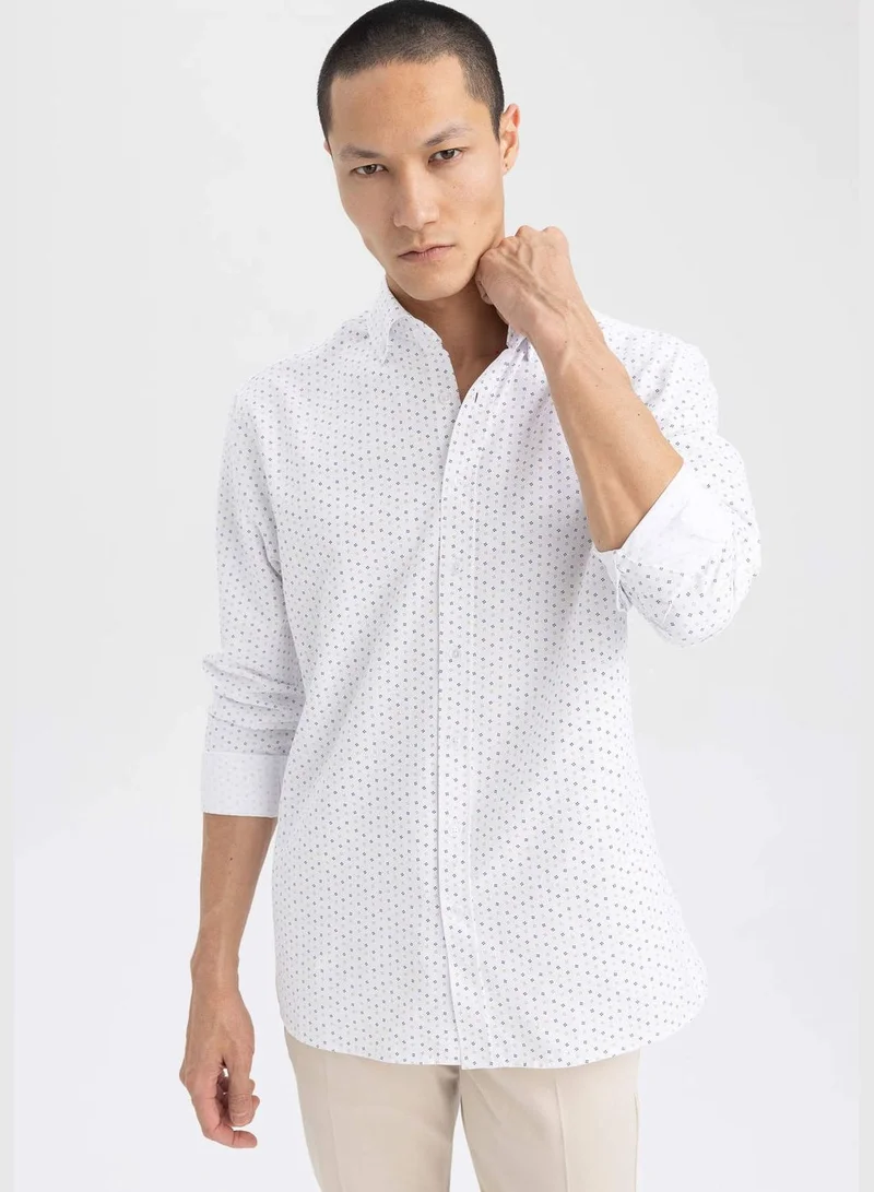 DeFacto Man Polo Neck Woven Long Sleeve Shirt