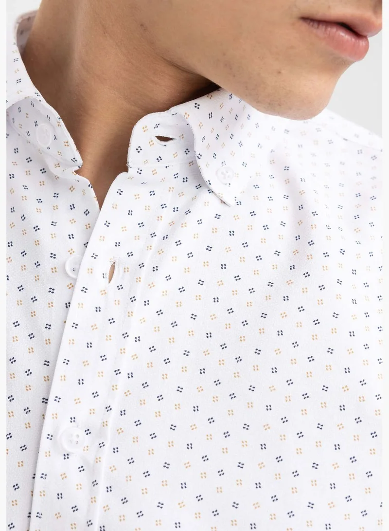 DeFacto Man Polo Neck Woven Long Sleeve Shirt