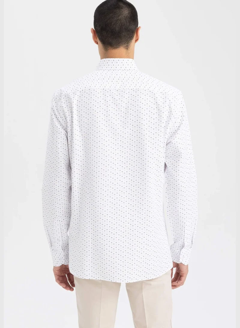DeFacto Man Polo Neck Woven Long Sleeve Shirt