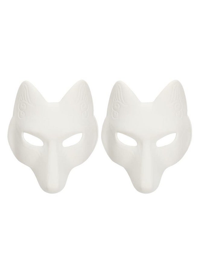 TOYANDONA - Fox Masks, 2Pcs White Paintable Masks Blank Diy Masks Animal Dress Up Masks For Masquerade Halloween Cosplay Costume - Image 1