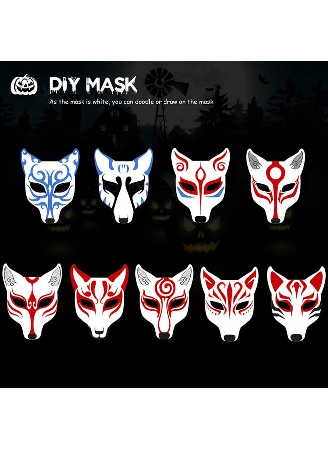 TOYANDONA - Fox Masks, 2Pcs White Paintable Masks Blank Diy Masks Animal Dress Up Masks For Masquerade Halloween Cosplay Costume - Image 1