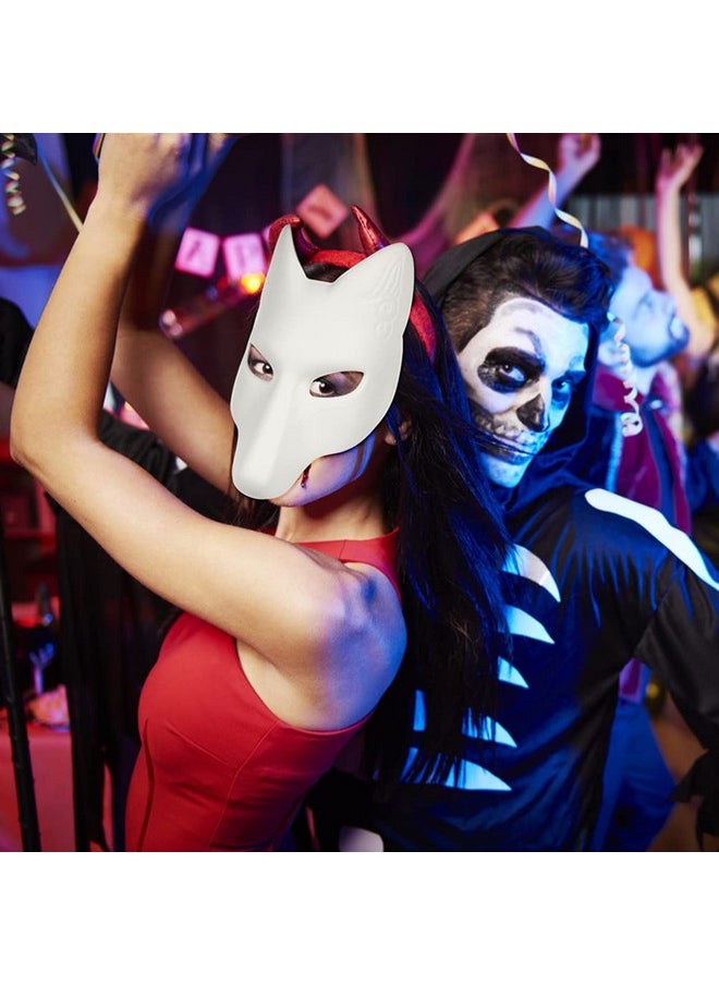 TOYANDONA - Fox Masks, 2Pcs White Paintable Masks Blank Diy Masks Animal Dress Up Masks For Masquerade Halloween Cosplay Costume - Image 1