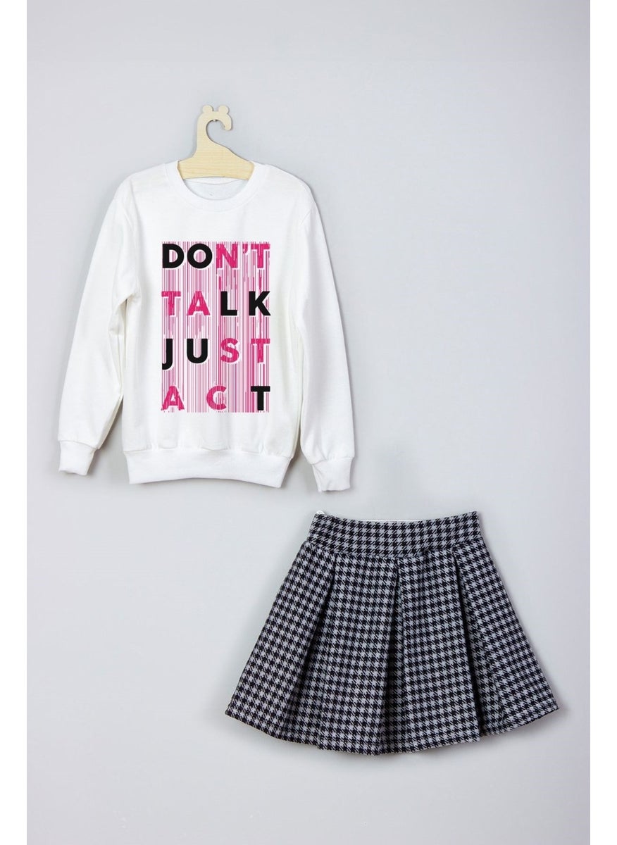 Ada Bebek Çocuk - Ada Baby Kids New Season Don't Talk Just Act Skirt Sweat Suit - Image 1
