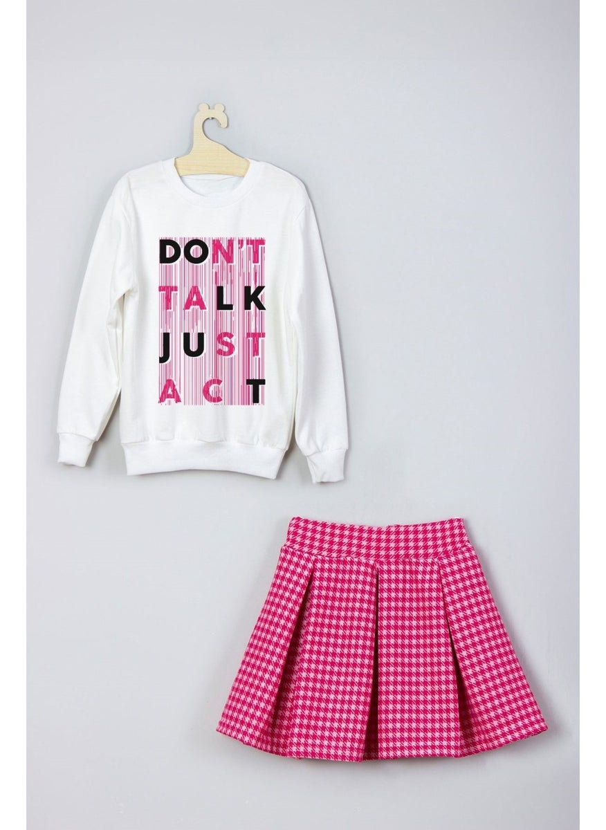 Ada Bebek Çocuk - Ada Baby Kids New Season Don't Talk Just Act Skirt Sweat Suit - Image 1