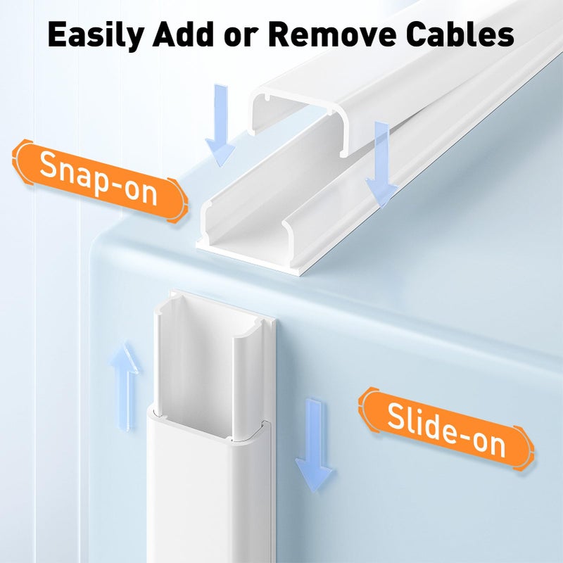 Delamu TV Cord Hider, Cord Covers for 2-3 Wires on Wall, Paintable Cable Hider Wire Covers for Cords, Easier Setup Wire Hiders for TV on Wall, Cable Cover Management to Hide Wires, W0.94H0.47in, White - Image 3
