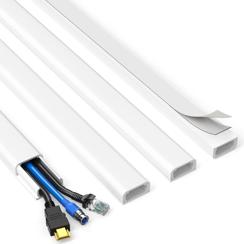 Delamu TV Cord Hider, Cord Covers for 2-3 Wires on Wall, Paintable Cable Hider Wire Covers for Cords, Easier Setup Wire Hiders for TV on Wall, Cable Cover Management to Hide Wires, W0.94H0.47in, White - Image 1