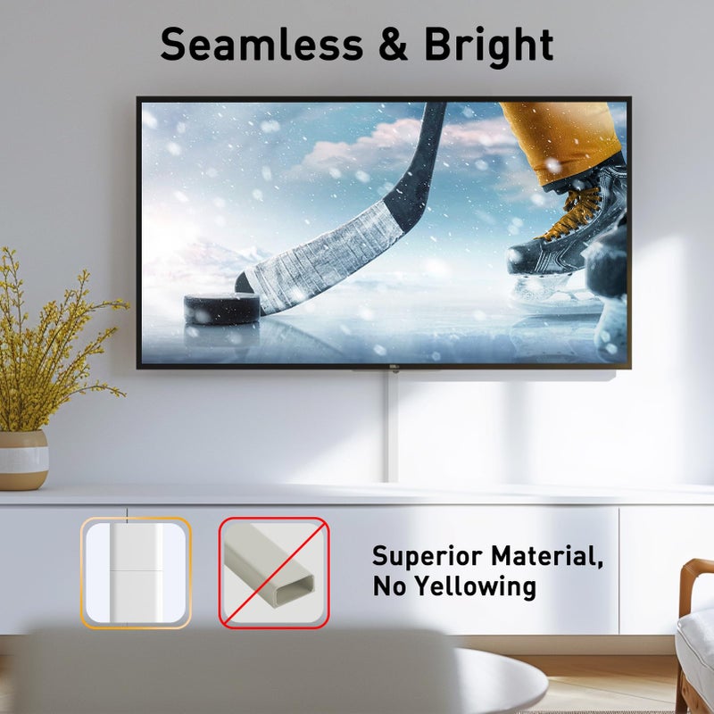 Delamu TV Cord Hider, Cord Covers for 2-3 Wires on Wall, Paintable Cable Hider Wire Covers for Cords, Easier Setup Wire Hiders for TV on Wall, Cable Cover Management to Hide Wires, W0.94H0.47in, White - Image 5