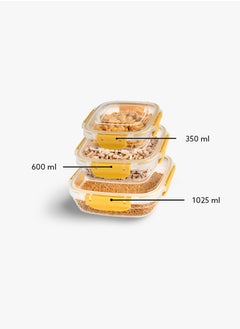 Dunia Fresh & Lock Squared 3-Piece Plastic Cans Set for Refrigerator with Airtight Lid - Storage Solution - BPA-Free | Lead-Free (350-600-1025 ML ) - pzsku/Z378F3EA1A2ACED3DE2CAZ/45/_/1711497773/65a704d5-d31e-426a-8084-1c17163f6d87