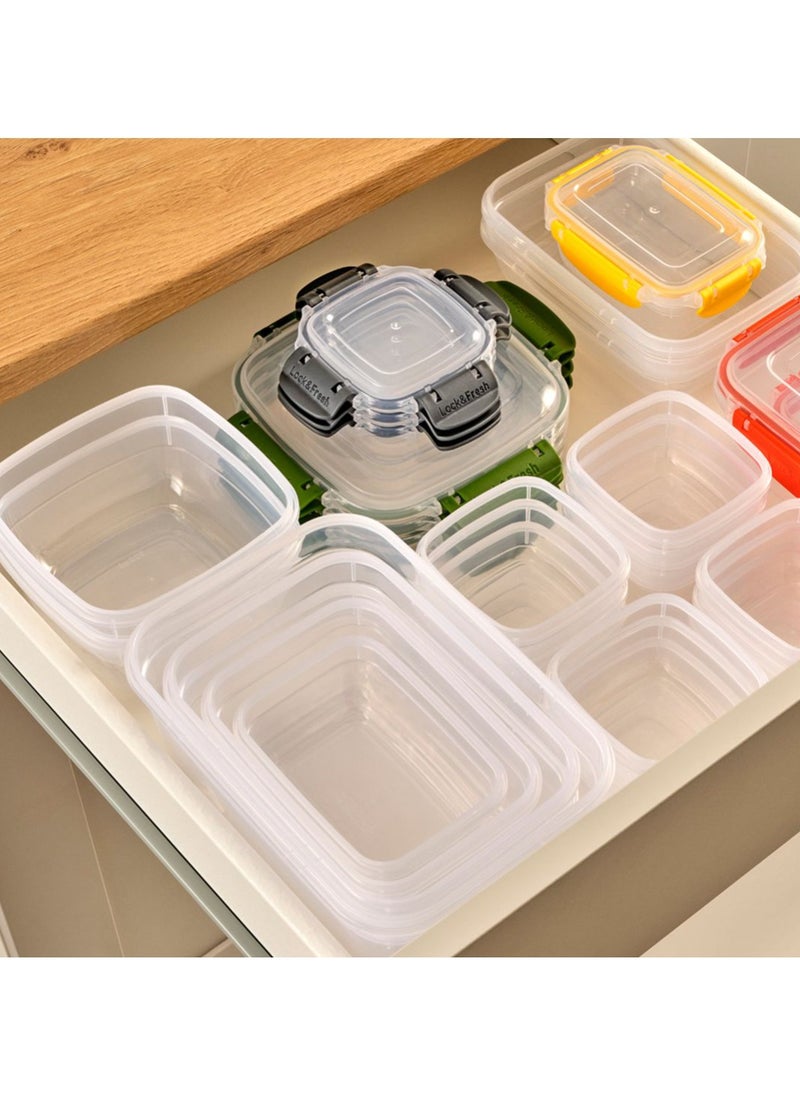 Dunya Plastik Dunia Fresh & Lock Squared 3-Piece Plastic Cans Set for Refrigerator with Airtight Lid - Storage Solution - BPA-Free | Lead-Free (350-600-1025 ML )  - Image 4