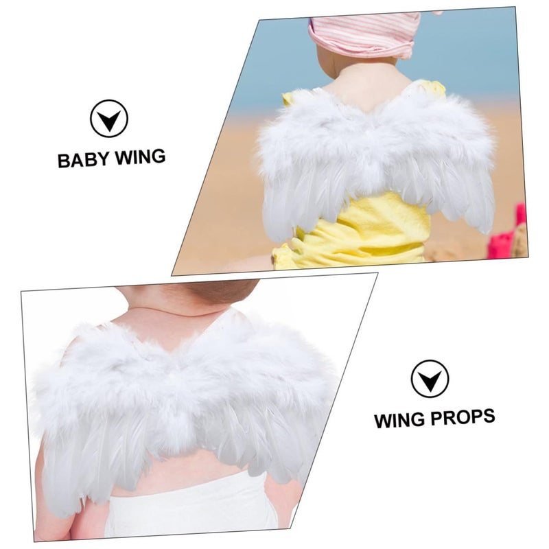 Newborn Leaf Headdress Angel Wings Set Headband Photography Props Natural Green - Image 4
