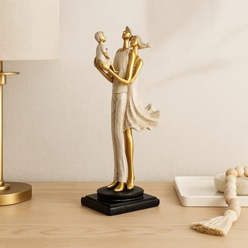 Xtore Stylish Modern Eleganct Couple Resin Romantic Figurine Statue for Home Decor (Pack of 1, Golden Brown) - Image 2