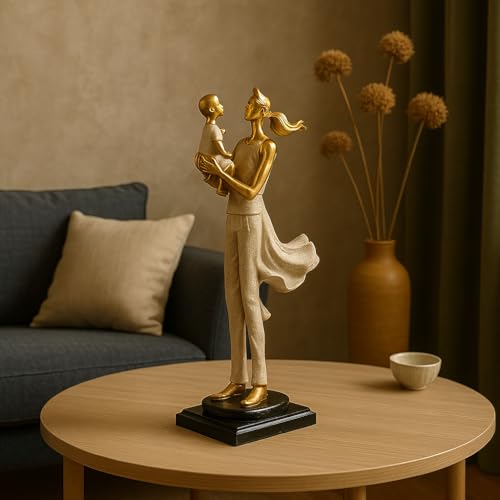 Xtore Stylish Modern Eleganct Couple Resin Romantic Figurine Statue for Home Decor (Pack of 1, Golden Brown) - Image 5
