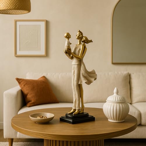 Xtore Stylish Modern Eleganct Couple Resin Romantic Figurine Statue for Home Decor (Pack of 1, Golden Brown) - Image 1