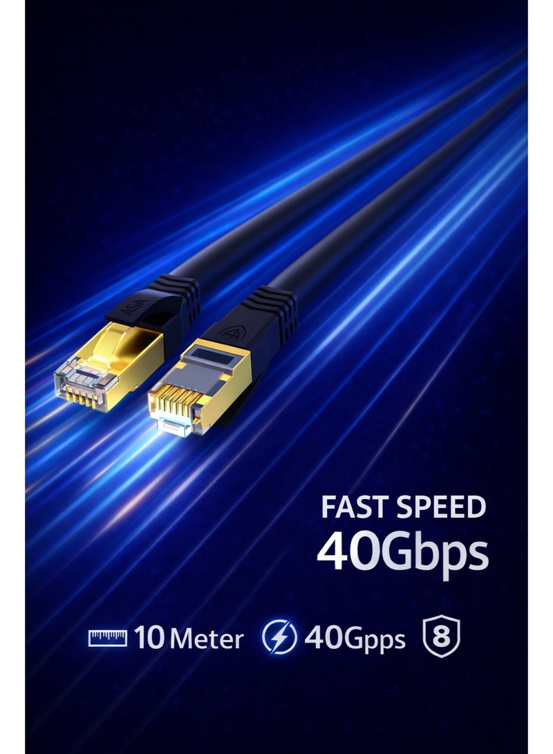 ASA Cat8 Ethernet Cable High Speed 40Gbps 2000MHz RJ45 Shielded LAN Cable 10 meter - Image 1