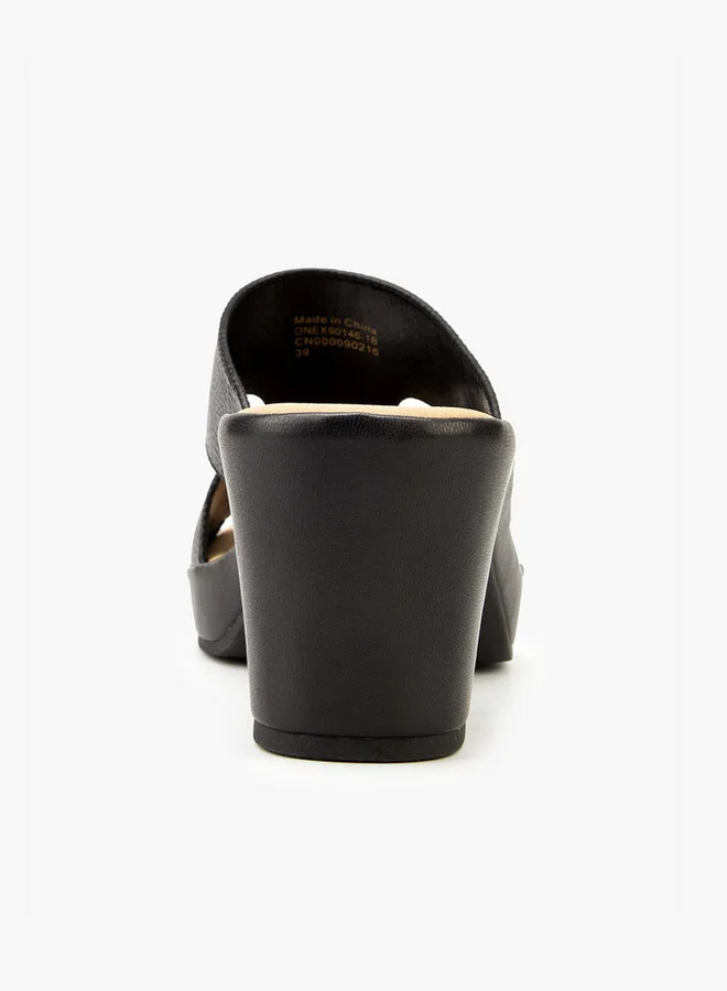 Flora Bella By Shoexpress Solid Slip-On Sandals with Block Heels