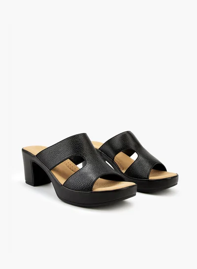 Flora Bella By Shoexpress Solid Slip-On Sandals with Block Heels
