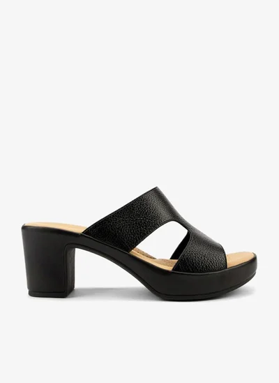 Flora Bella By Shoexpress Solid Slip-On Sandals with Block Heels