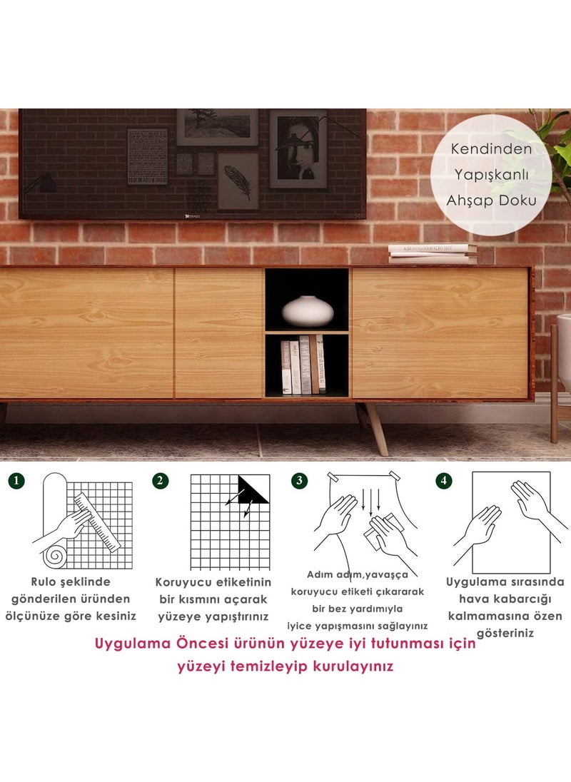 Technosmart 60CM×100CM Self Adhesive Wood Look Covering Paper Kitchen Cabinet Table Wall  - Image 5