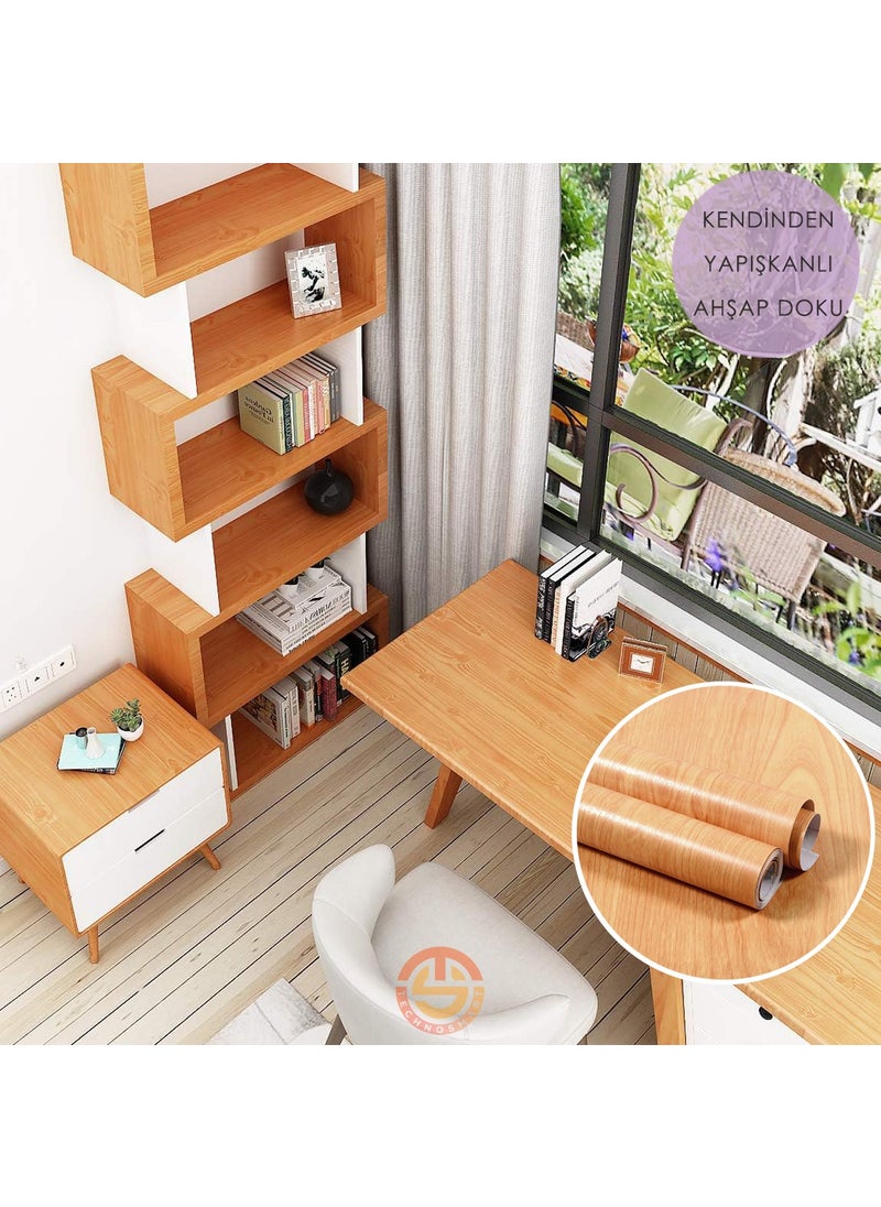 Technosmart 60CM×100CM Self Adhesive Wood Look Covering Paper Kitchen Cabinet Table Wall  - Image 4