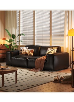 Generic Simple Italian style top layer cowhide black large sofa - suitable for living room, room, reception room  - Image 1