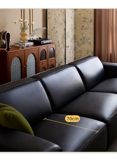 Generic Simple Italian style top layer cowhide black large sofa - suitable for living room, room, reception room  - Image 3