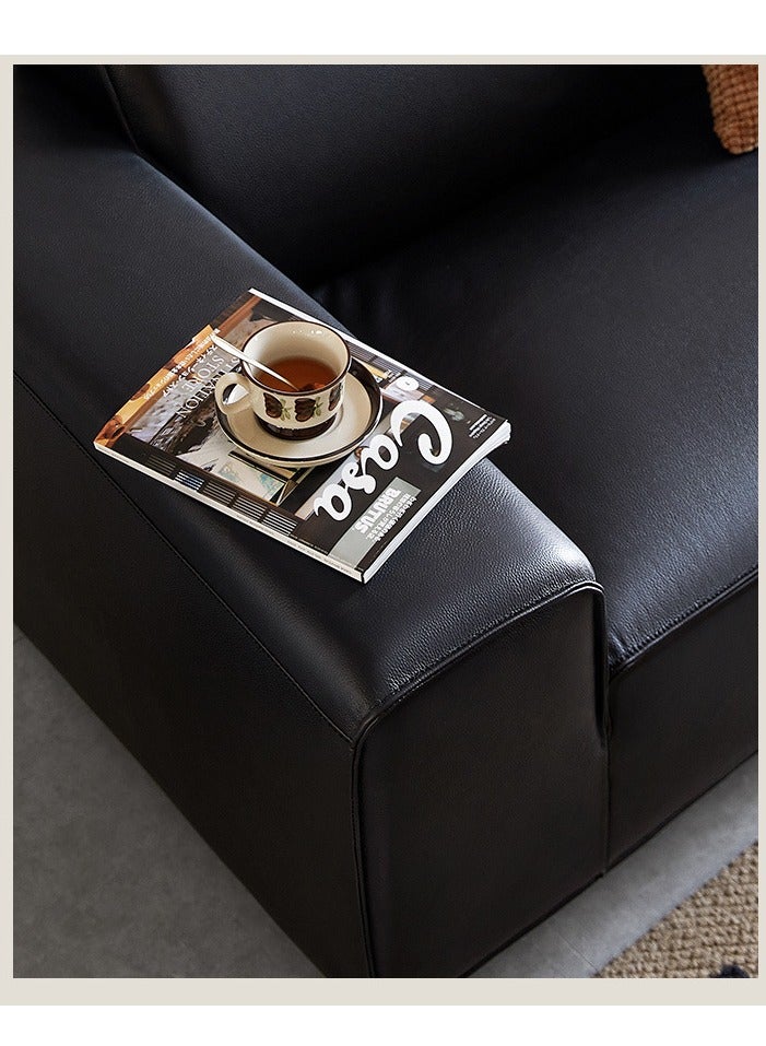 Generic Simple Italian style top layer cowhide black large sofa - suitable for living room, room, reception room  - Image 5