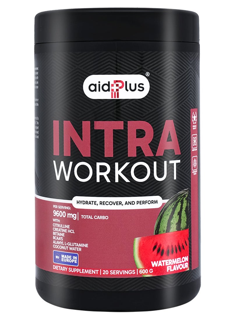 AID PLUS مكمل ماء البطيخ أثناء التمرين، 600غ | حصة 30غ | مع BCAA، كرياتين و L-سيترولين | مكمل قبل/بعد التمرين للطاقة والقدرة على التحمل - Image 1