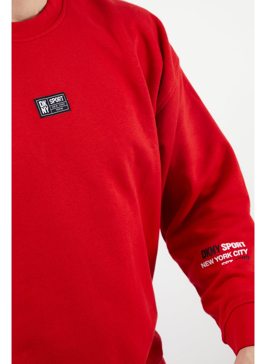 DKNY Sport Men Sportswear Fit Long Sleeves Outdoor Sweatshirt, Red  - Image 3