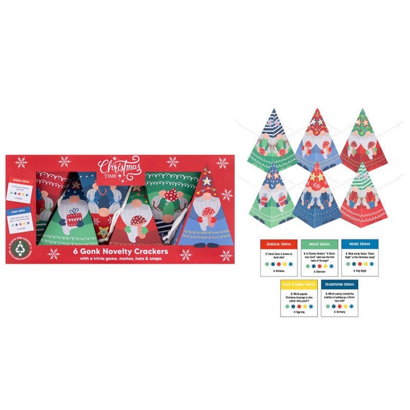 RSW 6 Gonk Novelty Crackers – Christmas Holiday Party Favors and Seasonal Fun for Kids and Family, Perfect for Festive Celebrations and Gifts