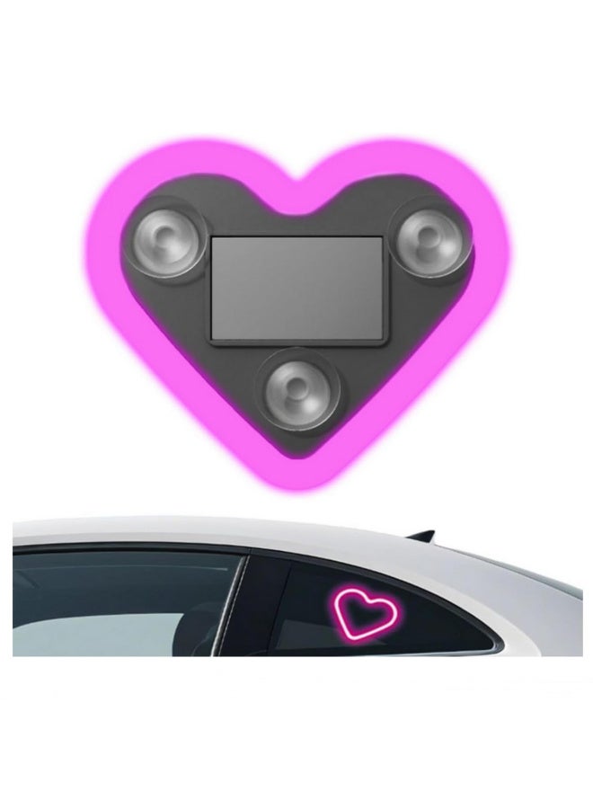 قطعة واحدة مصباح LED نيون على شكل قلب مثلث للسيارة، ضوء جو أحمر لنافذة الخلفية لتعزيز الرؤية والسلامة، إكسسوارات زينة داخلية للسيارات باللون الوردي - Image 1