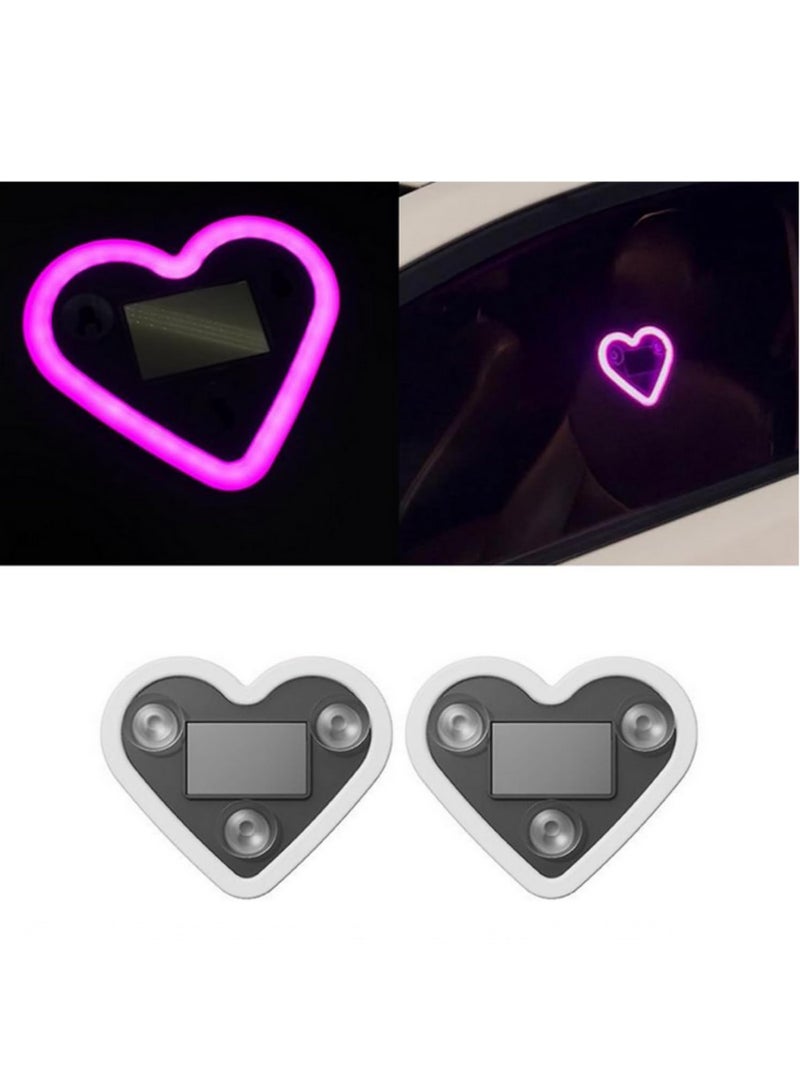 قطعة واحدة مصباح LED نيون على شكل قلب مثلث للسيارة، ضوء جو أحمر لنافذة الخلفية لتعزيز الرؤية والسلامة، إكسسوارات زينة داخلية للسيارات باللون الوردي - Image 3