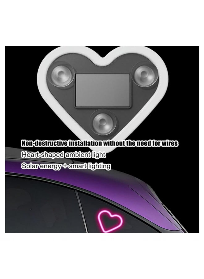 قطعة واحدة مصباح LED نيون على شكل قلب مثلث للسيارة، ضوء جو أحمر لنافذة الخلفية لتعزيز الرؤية والسلامة، إكسسوارات زينة داخلية للسيارات باللون الوردي - Image 4