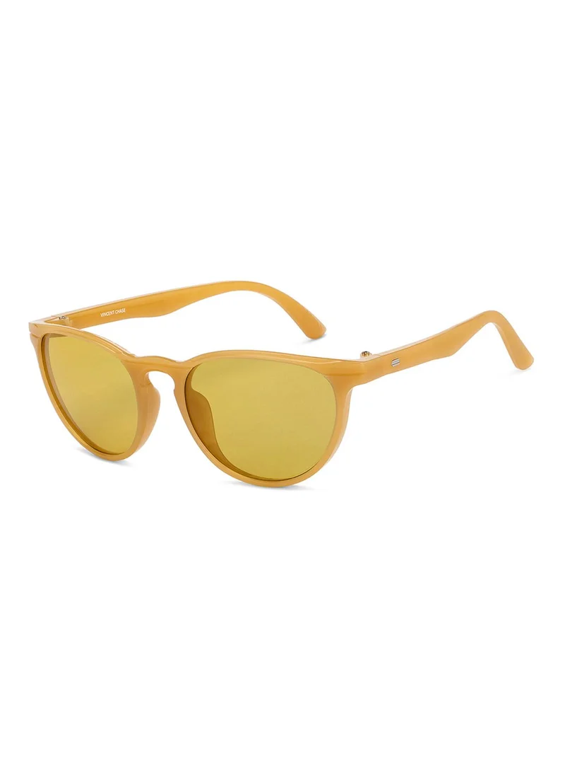 VINCENT CHASE Unisex Polarized Round Sunglasses - VC S15215 - Lens Size: 52 Mm