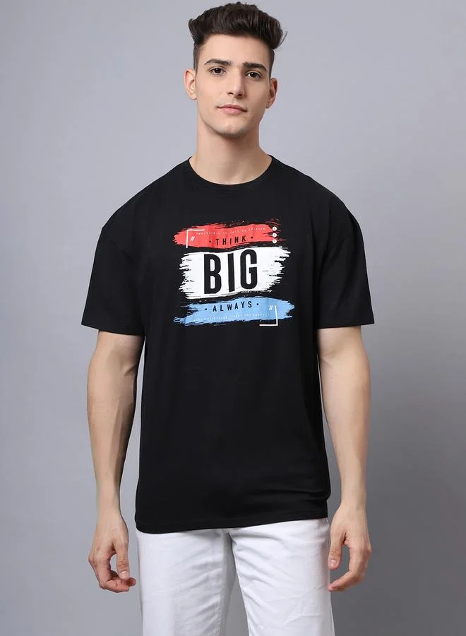 Styli Men Black Graphic Print Oversized T-Shirt By Door74